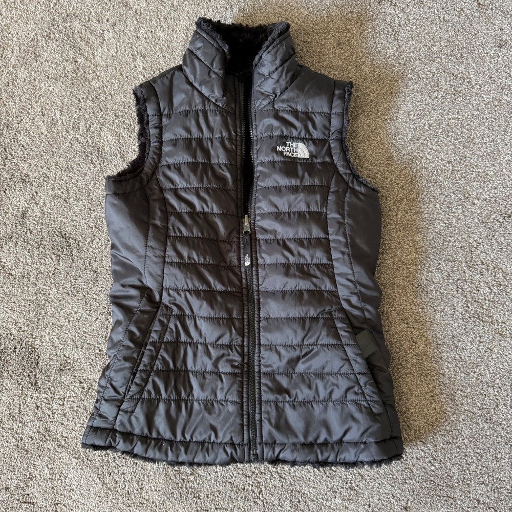 The North Face Unisex Girl Boy Mossbud Swirl Reversible Vest Black Size M 10/12